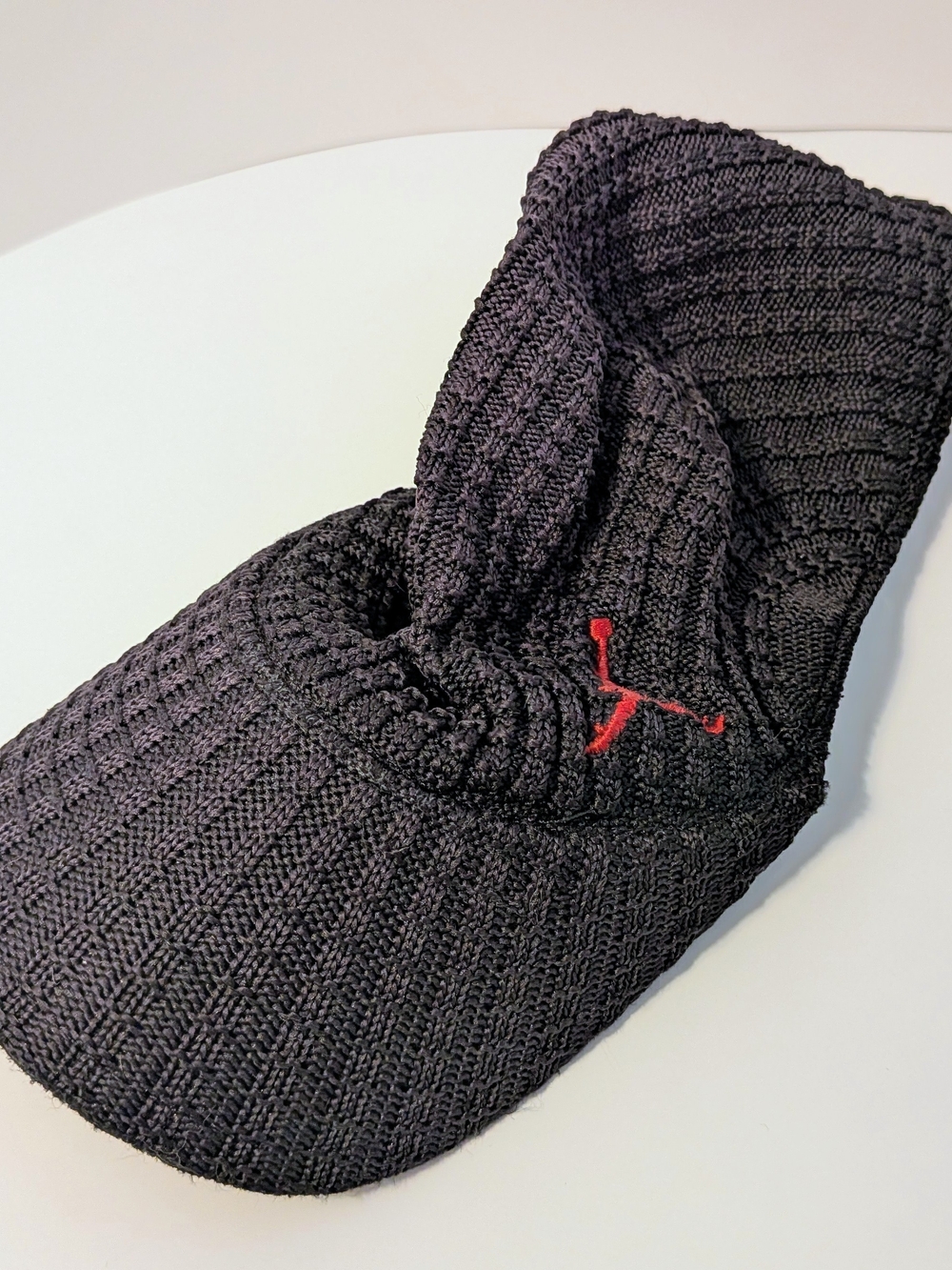 Nike Black Knit Visor Cap with Red Logo